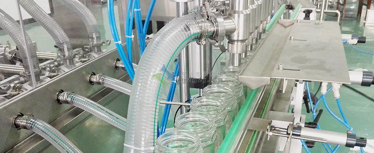 六頭臥式攪拌直線醬料灌裝機細節圖